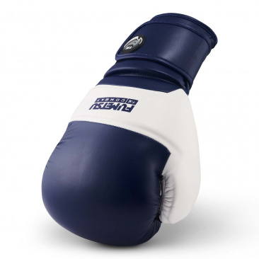 Боксерские тренировочные перчатки Fumetsu сине- белые Ghost в интернет-магазине VersusBox.ru