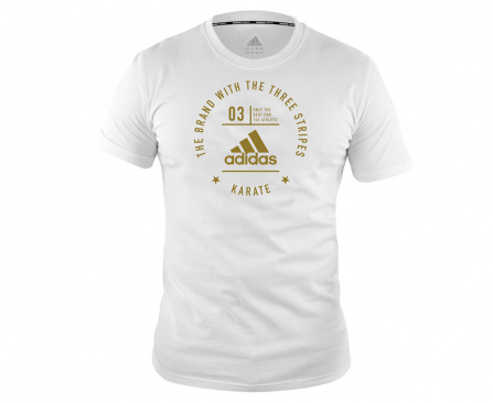 Футболка adidas The Brand With The Three Stripes T-Shirt Karate бело-золотая в интернет-магазине VersusBox.ru