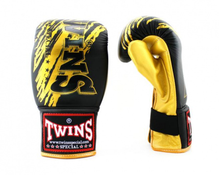 Боксерские перчатки снарядные Twins Ftbgl1f-tw2 Fancy Training Bag Gloves черно-золотые в интернет-магазине VersusBox.ru