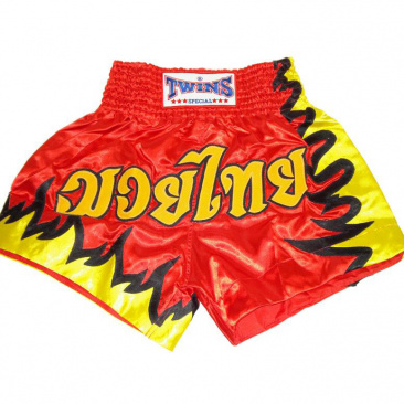 Шорты для тайского бокса Twins t-6 thai boxing shorts пламя огня красные в интернет-магазине VersusBox.ru