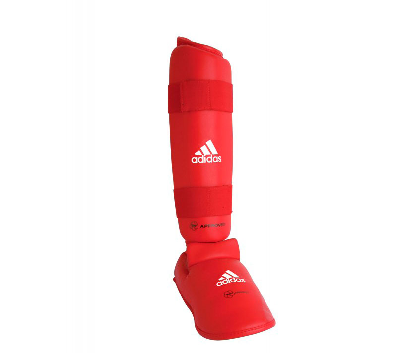 Защита голени и стопы adidas Wkf Shin & Removable Foot красная в интернет-магазине VersusBox.ru