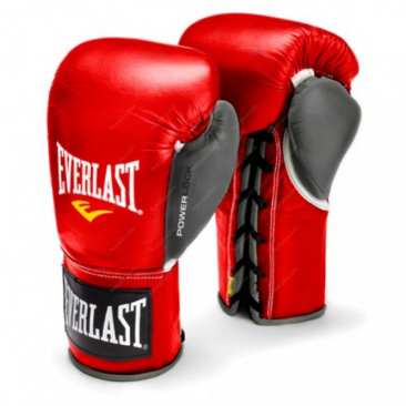 Боксерские перчатки Everlast боевые Powerlock красно-серые в интернет-магазине VersusBox.ru