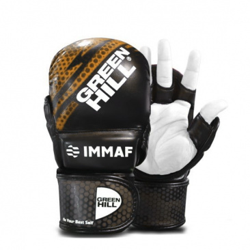 Перчатки MMA IMMAF approved Green Hill черно-золотистые в интернет-магазине VersusBox.ru