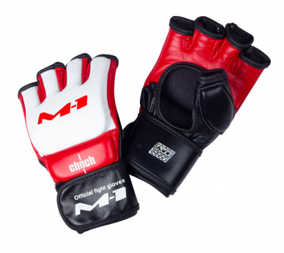 Перчатки для смешанных единоборств Clinch M1 Global Official Fight Gloves бело-красно-черные в интернет-магазине VersusBox.ru