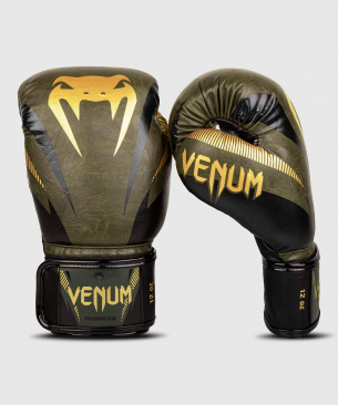 Venum боксерские тренировочные перчатки Impact Хаки- золотые в интернет-магазине VersusBox.ru