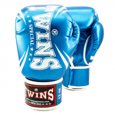 Боксерские перчатки Twins fbgvs3-tw6 fancy boxing gloves металлик синие в интернет-магазине VersusBox.ru