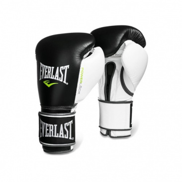 Боксерские перчатки Everlast тренировочные Powerlock черно-бело-зеленые в интернет-магазине VersusBox.ru