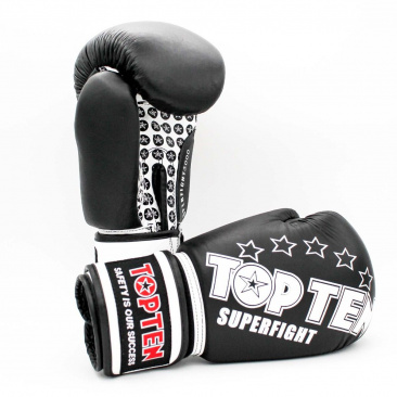 Top Ten боксерские тренировочные перчатки черные Superfight в интернет-магазине VersusBox.ru