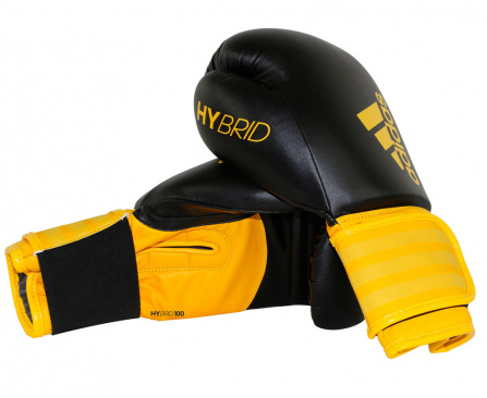 Перчатки боксерские adidas Hybrid 100 черно-желтые в интернет-магазине VersusBox.ru