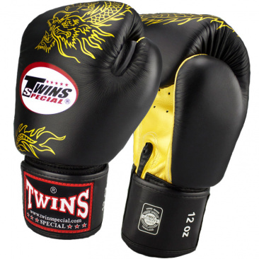 Перчатки боксерские Twins Fancy FBGV-6 черно-золотые в интернет-магазине VersusBox.ru