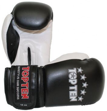 Top Ten боксерские тренировочные перчатки черно- белые NB II в интернет-магазине VersusBox.ru