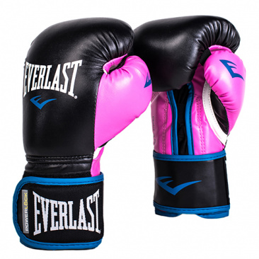 Боксерские перчатки Everlast тренировочные Powerlock Pu черно-розовые в интернет-магазине VersusBox.ru