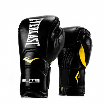 Боксерские перчатки Everlast тренировочные на липучке Elite Pro черные в интернет-магазине VersusBox.ru