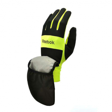 Всепогодные перчатки для бега Reebok черно-желтые в интернет-магазине VersusBox.ru