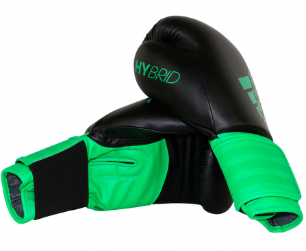 Перчатки боксерские adidas Hybrid 100 черно-зеленые в интернет-магазине VersusBox.ru
