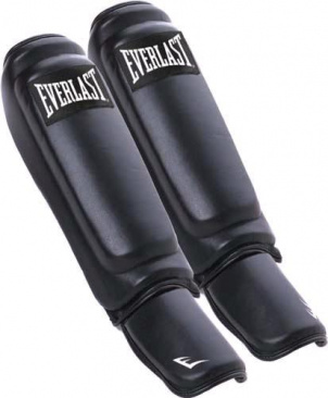 Защита голени и стопы Everlast Martial Arts Leather Shin-Instep черная в интернет-магазине VersusBox.ru