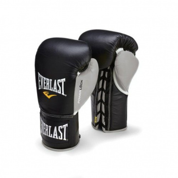 Боксерские перчатки Everlast боевые Powerlock черно-серые в интернет-магазине VersusBox.ru
