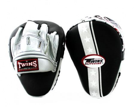 Лапы боксерские Twins fpml10-51 черно-серебрянные в интернет-магазине VersusBox.ru