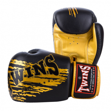 Боксерские перчатки Twins fbgvl3-tw3 fancy boxing gloves  черно-золотые в интернет-магазине VersusBox.ru