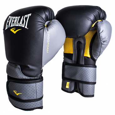 Боксерские перчатки Everlast тренировочные Ergo Foam черно-серые в интернет-магазине VersusBox.ru