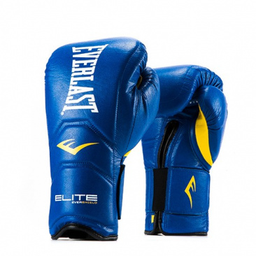 Боксерские перчатки Everlast тренировочные на липучке Elite Pro синие в интернет-магазине VersusBox.ru