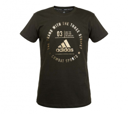 Футболка The Brand With The Three Stripes T-Shirt Combat Sports зелено-золотая в интернет-магазине VersusBox.ru