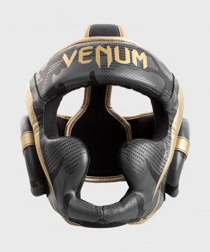 Venum боксерский шлем Elite  черно- золотой в интернет-магазине VersusBox.ru
