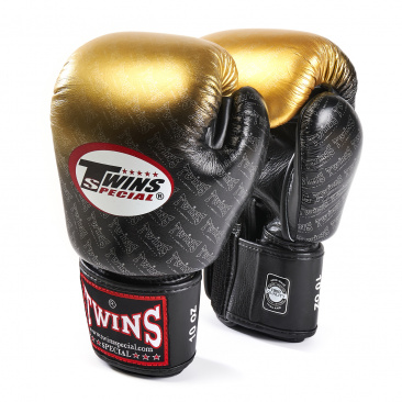 Перчатки боксерские Twins fbgvl3-tw1 fancy boxing gloves черно-золотые в интернет-магазине VersusBox.ru