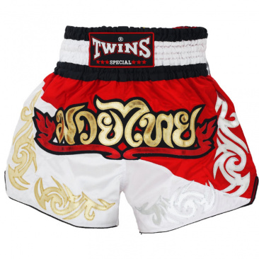 Шорты для тайского бокса Twins t-8 thai boxing shorts красно-белые в интернет-магазине VersusBox.ru