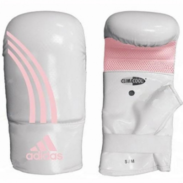 Снарядные перчатки  Adidas/Box -Fit  к/з  бело-розовые в интернет-магазине VersusBox.ru