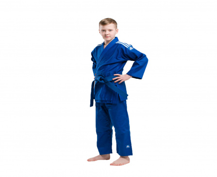 Кимоно для дзюдо с поясом подростковое adidas Club синее с белыми полосками в интернет-магазине VersusBox.ru