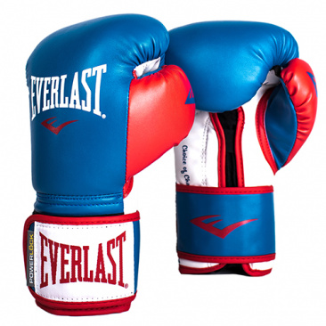 Боксерские перчатки Everlast тренировочные Powerlock Pu сине-красные в интернет-магазине VersusBox.ru