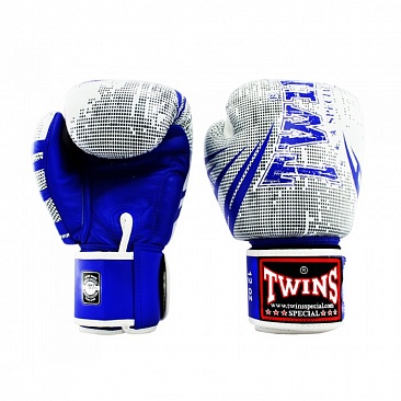 Боксерские перчатки Twins fbgvl3-tw5 fancy boxing gloves  бело-синие в интернет-магазине VersusBox.ru