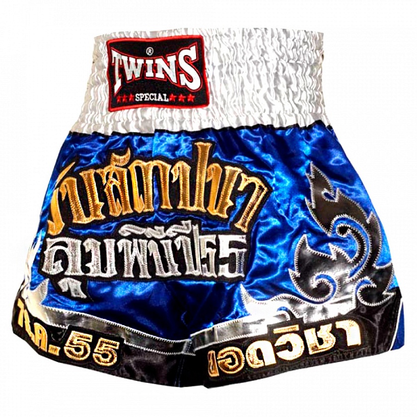 Шорты для тайского бокса Twins t-20 thai boxing shorts бело-голубые в интернет-магазине VersusBox.ru