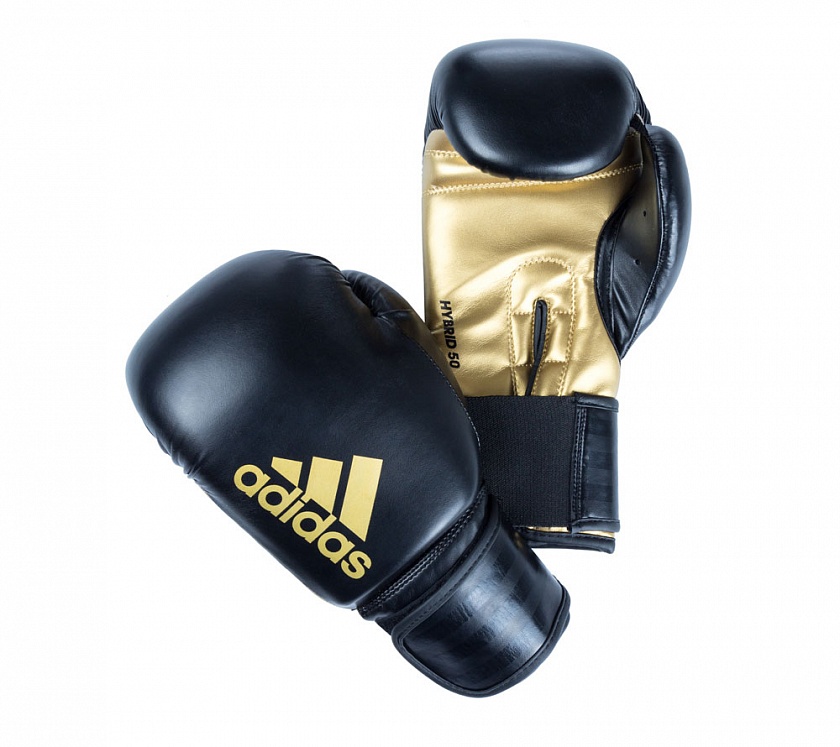 Купить перчатки боксерские adidas hybrid 50 черно-золотые по цене 3 059.70 ₽ в магазине VersusBox.ru