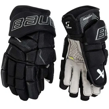 Хоккейные перчатки Bauer Supreme Mach GLOVE Sr 14" черные в интернет-магазине VersusBox.ru