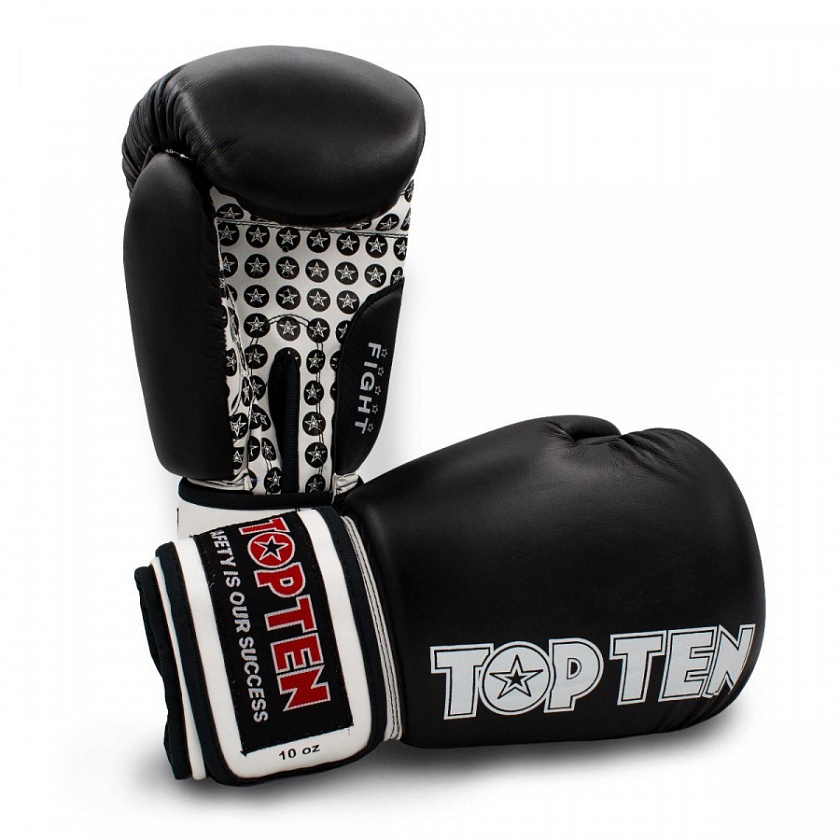 Купить top ten боксерские тренировочные перчатки черные fight boxing по цене 13 390 ₽ в магазине VersusBox.ru