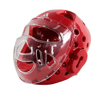Шлем для тхэквондо с маской Head Guard Face Mask WT красный в интернет-магазине VersusBox.ru