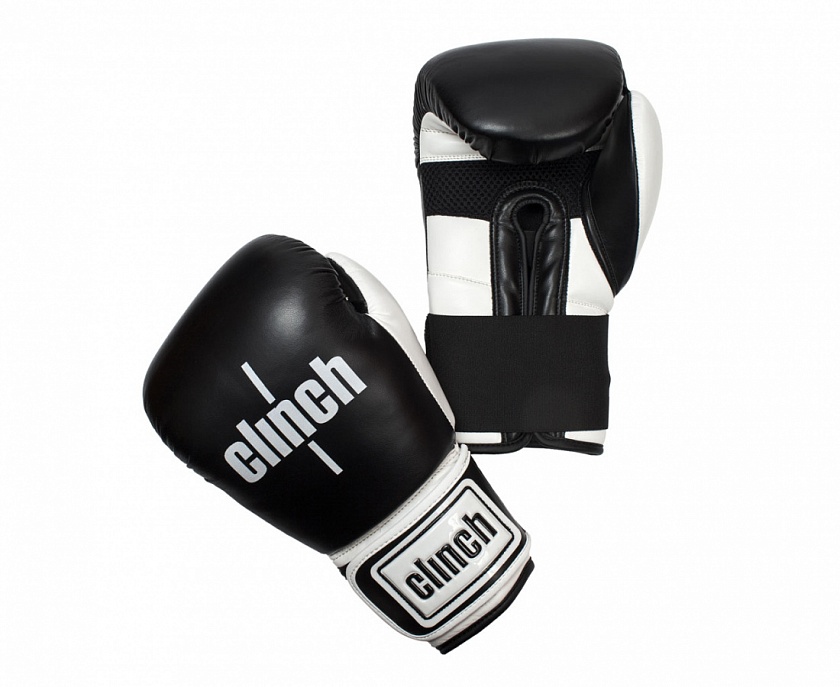 Купить перчатки боксерские clinch punch черно-белые по цене  в магазине VersusBox.ru