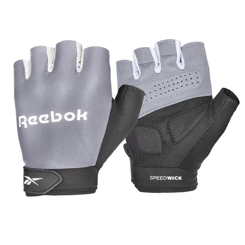 Перчатки для фитнеса Reebok серо-черные размер M в интернет-магазине VersusBox.ru
