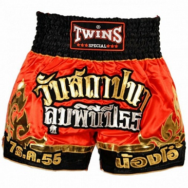 Шорты для тайского бокса Twins t-21 thai boxing shorts черно-красные  в интернет-магазине VersusBox.ru