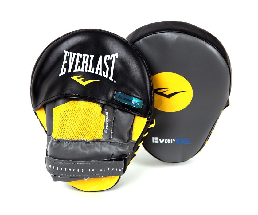 Лапы Everlast Vinyl Evergel Mantis черно-желтые в интернет-магазине VersusBox.ru