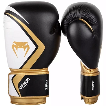 Боксерские перчатки Venum Contender 2.0 черно-бело-золотые 12 унций в интернет-магазине VersusBox.ru