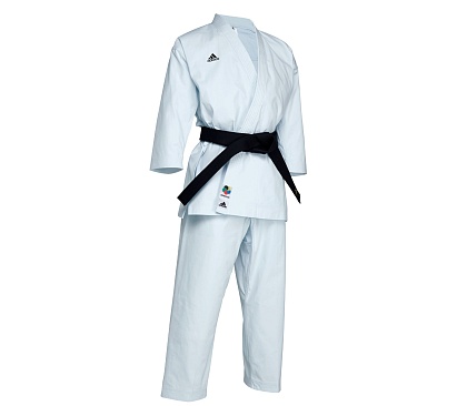 Кимоно для карате подростковое Shori Karate Uniform Kata WKF белое с черным логотипом в интернет-магазине VersusBox.ru