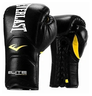 Перчатки тренировочные на шнуровке Elite Pro 18oz черн. в интернет-магазине VersusBox.ru