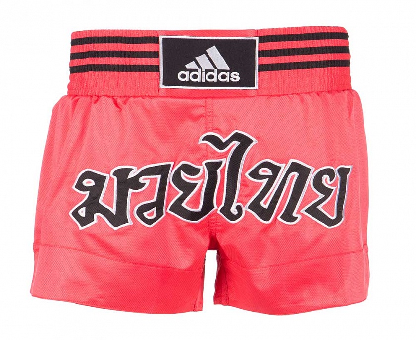 Шорты для тайского бокса  Adidas Thai Boxing Short Micro Diamond красно-черные в интернет-магазине VersusBox.ru