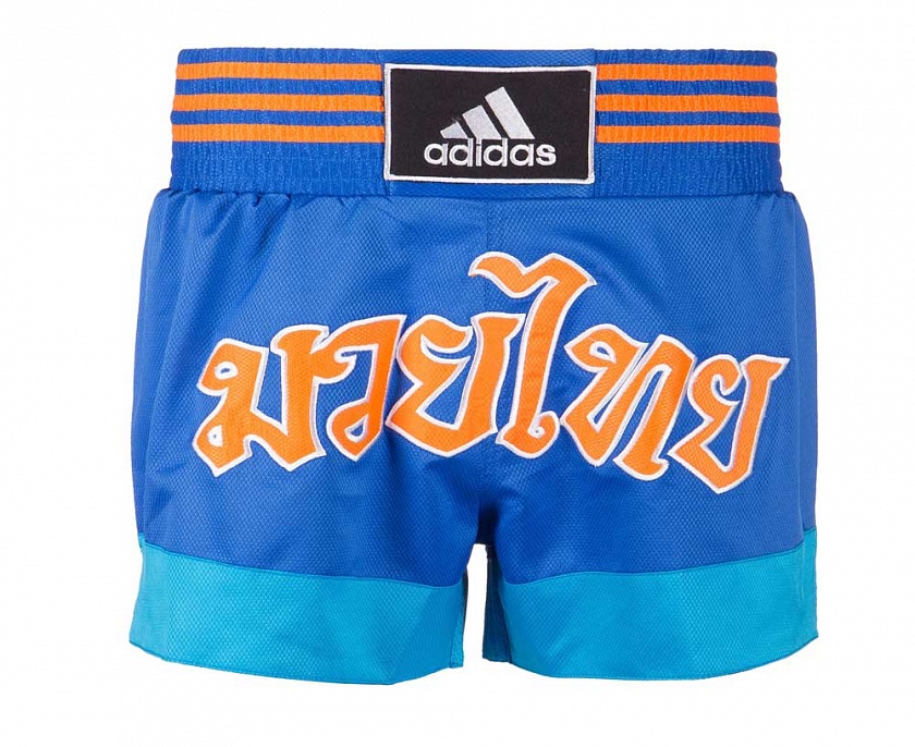 Шорты для тайского бокса  Adidas Thai Boxing Short Sublimated сине-оранжевые в интернет-магазине VersusBox.ru