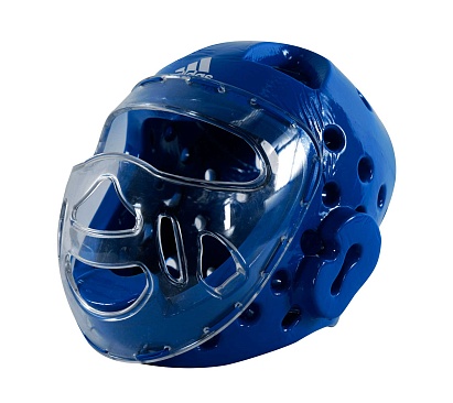 Шлем для тхэквондо с маской Head Guard Face Mask WT синий в интернет-магазине VersusBox.ru