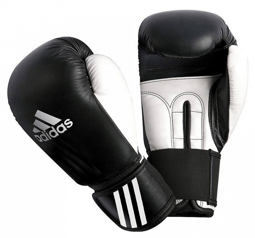 Купить боксерские перчатки adidas/performer черно-белые кожезаменитель по цене  в магазине VersusBox.ru