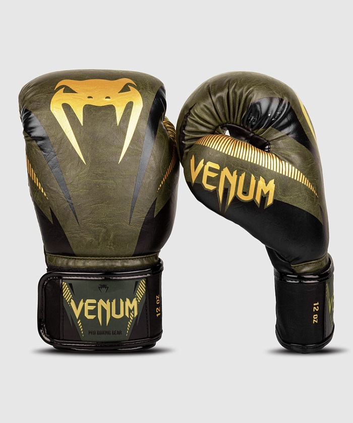 Купить venum боксерские тренировочные перчатки impact хаки- золотые по цене 8 990 ₽ в магазине VersusBox.ru